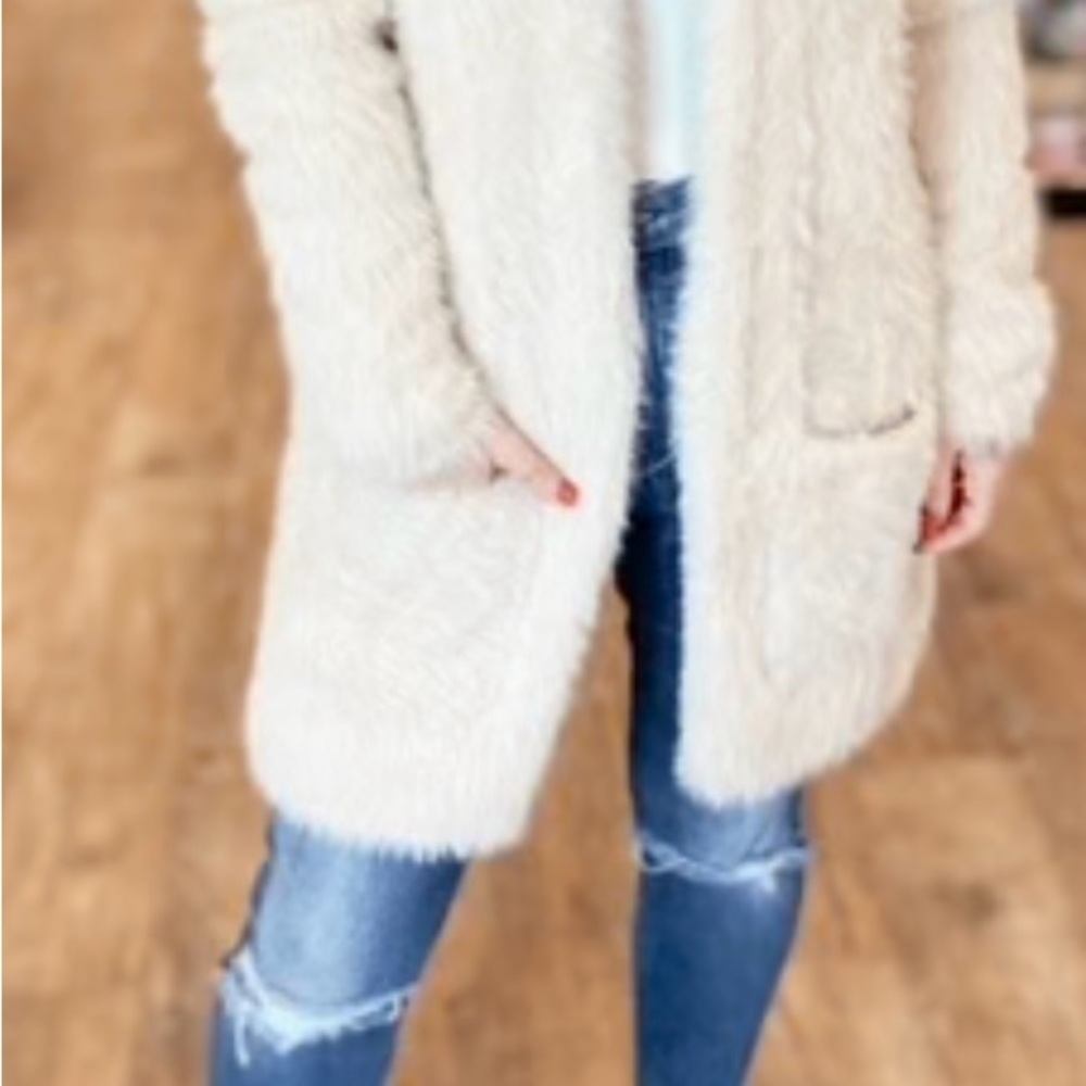 Free People Faux Fur Cardigan M - NWT